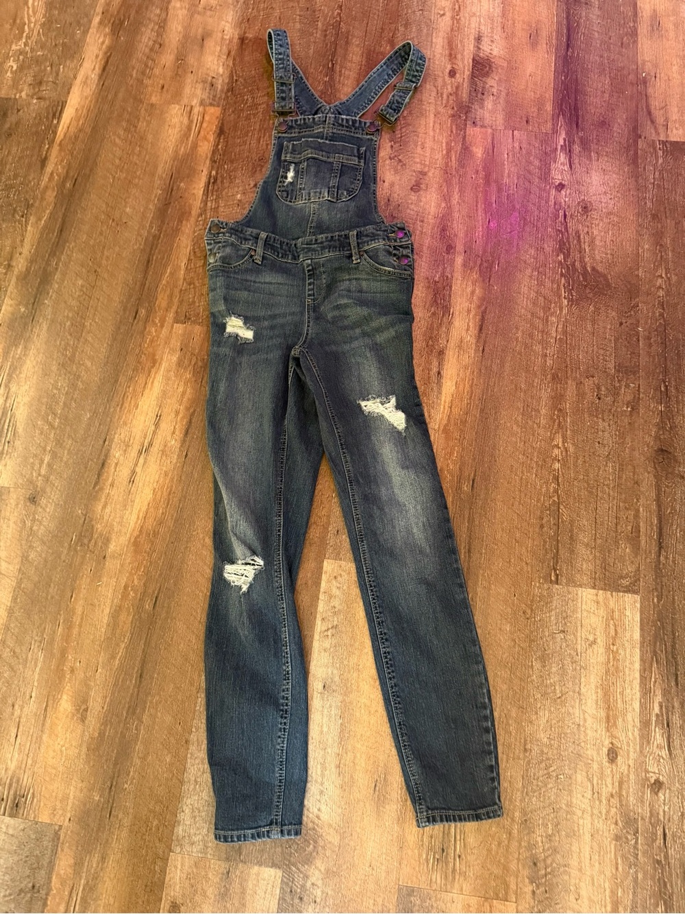 Blue Spice Dark Blue Distressed Denim Overalls
